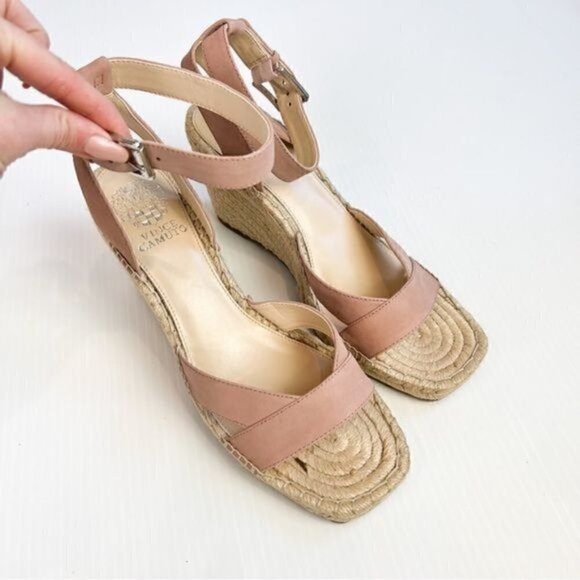 VINCE CAMUTO WOMENS MEEHAN TAN ESPADRILLE WEDGE SANDAL SIZE 10M - Picture 13 of 13
